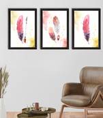 Colorful Feather Watercolour Set of  Satin Matt Texture UV Art Painting