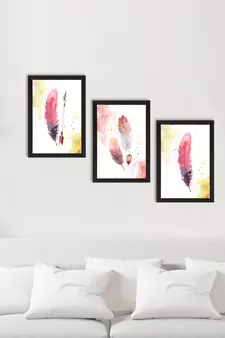 Colorful Feather Watercolour Set of  Satin Matt Texture UV Art Painting