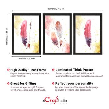 Colorful Feather Watercolour Set of  Satin Matt Texture UV Art Painting 4
