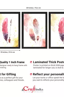 Colorful Feather Watercolour Set of  Satin Matt Texture UV Art Painting