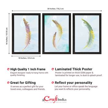 Colorful Feather with Golden Texture Set of  Satin Matt Texture UV Art Painting 4