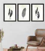 Feather Line Art Set of  Satin Matt Texture UV Art Painting