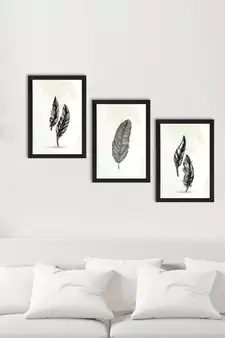 Feather Line Art Set of  Satin Matt Texture UV Art Painting