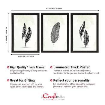Feather Line Art Set of  Satin Matt Texture UV Art Painting 4