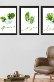 Peace Joy Love Set of  Satin Matt Texture UV Art Painting