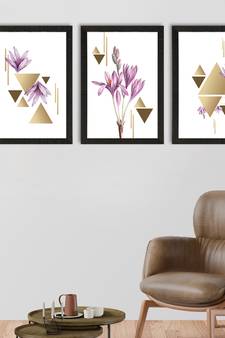 Abstract Triangle Design Set of  Satin Matt Texture UV Art Painting