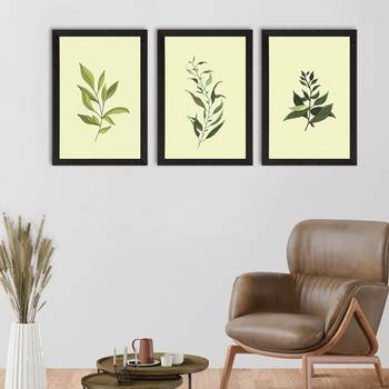 Tropical Green Leaf Set of  Satin Matt Texture UV Art Painting 1