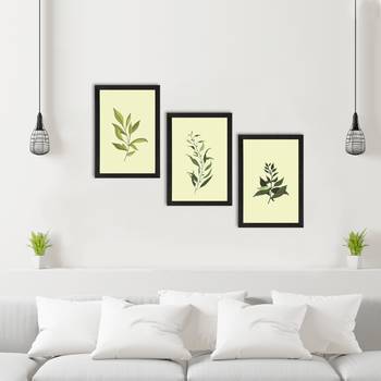 Tropical Green Leaf Set of  Satin Matt Texture UV Art Painting 2