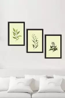 Tropical Green Leaf Set of  Satin Matt Texture UV Art Painting