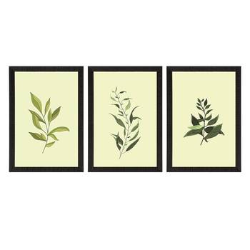 Tropical Green Leaf Set of  Satin Matt Texture UV Art Painting 3