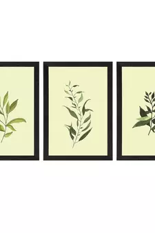 Tropical Green Leaf Set of  Satin Matt Texture UV Art Painting