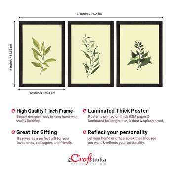 Tropical Green Leaf Set of  Satin Matt Texture UV Art Painting 4