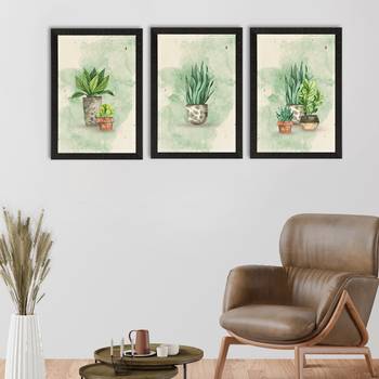 Watercolour Flower Pot Set of  Satin Matt Texture UV Art Painting 1