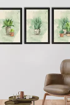 Watercolour Flower Pot Set of  Satin Matt Texture UV Art Painting