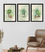 Watercolour Flower Pot Set of  Satin Matt Texture UV Art Painting