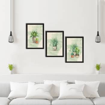 Watercolour Flower Pot Set of  Satin Matt Texture UV Art Painting 2