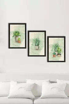 Watercolour Flower Pot Set of  Satin Matt Texture UV Art Painting