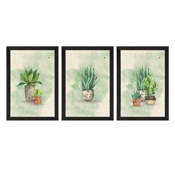 Watercolour Flower Pot Set of  Satin Matt Texture UV Art Painting 3