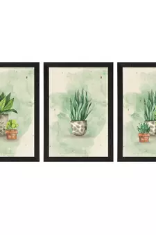Watercolour Flower Pot Set of  Satin Matt Texture UV Art Painting