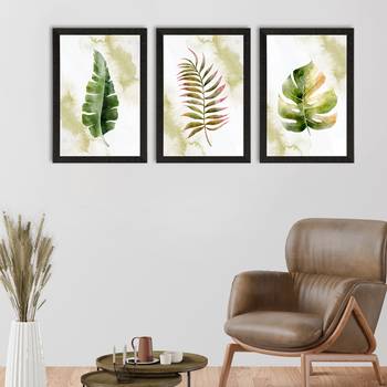 Watercolour Tropical Leaf Set of  Satin Matt Texture UV Art Painting 1