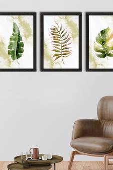 Watercolour Tropical Leaf Set of  Satin Matt Texture UV Art Painting
