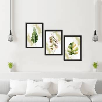 Watercolour Tropical Leaf Set of  Satin Matt Texture UV Art Painting 2