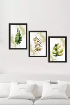 Watercolour Tropical Leaf Set of  Satin Matt Texture UV Art Painting