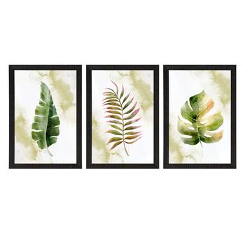 Watercolour Tropical Leaf Set of  Satin Matt Texture UV Art Painting 3