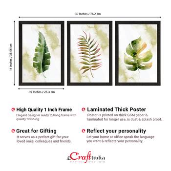 Watercolour Tropical Leaf Set of  Satin Matt Texture UV Art Painting 4