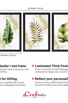 Watercolour Tropical Leaf Set of  Satin Matt Texture UV Art Painting