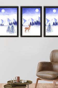 Winter Night Set of  Satin Matt Texture UV Art Painting