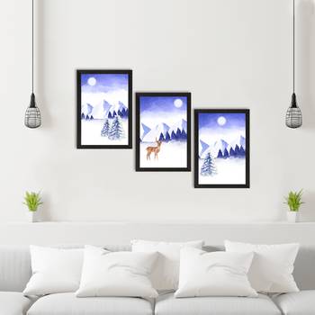 Winter Night Set of  Satin Matt Texture UV Art Painting 2