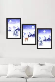 Winter Night Set of  Satin Matt Texture UV Art Painting