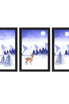 Winter Night Set of  Satin Matt Texture UV Art Painting