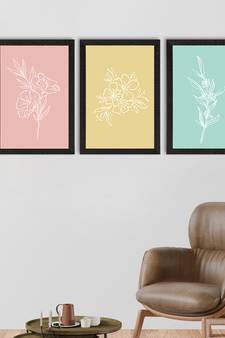 Tropical Leaf Pastel Set of  Original Design Satin Matt Texture UV Art Painting