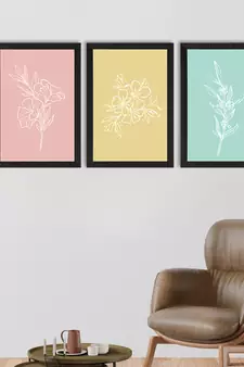 Tropical Leaf Pastel Set of  Original Design Satin Matt Texture UV Art Painting