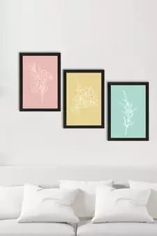 Tropical Leaf Pastel Set of  Original Design Satin Matt Texture UV Art Painting