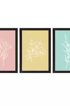 Tropical Leaf Pastel Set of  Original Design Satin Matt Texture UV Art Painting
