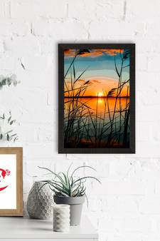Sunset Lake View Satin Matt Texture UV Art Painting