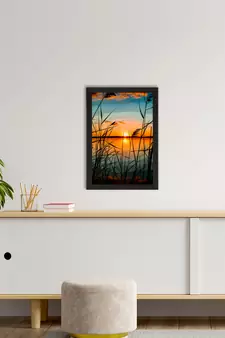 Sunset Lake View Satin Matt Texture UV Art Painting