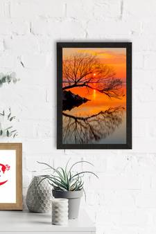 Sunset Lake View Satin Matt Texture UV Art Painting