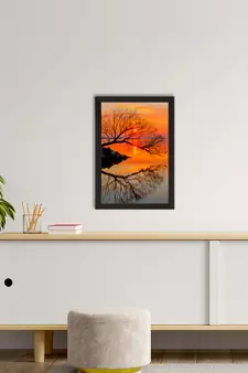 Sunset Lake View Satin Matt Texture UV Art Painting