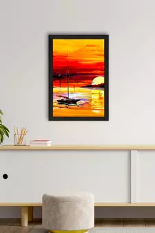 Sunrise on Beach Satin Matt Texture UV Art Painting