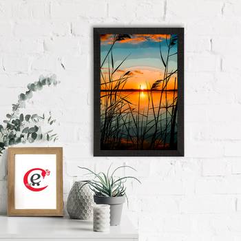 Sunset Lake View Satin Matt Texture UV Art Painting 1