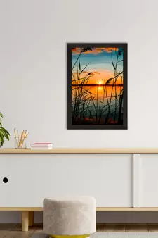 Sunset Lake View Satin Matt Texture UV Art Painting