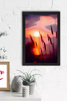 Beautiful Sunset Lake View Satin Matt Texture UV Art Painting