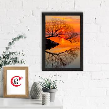 Sunset Lake View Satin Matt Texture UV Art Painting 1