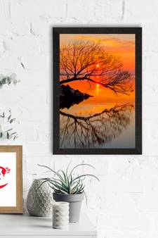 Sunset Lake View Satin Matt Texture UV Art Painting