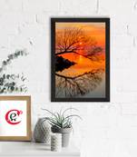 Sunset Lake View Satin Matt Texture UV Art Painting