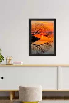 Sunset Lake View Satin Matt Texture UV Art Painting